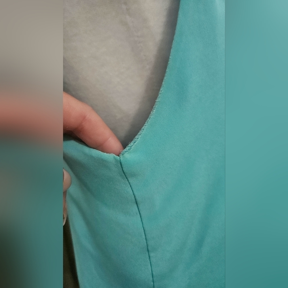 Vintage Sylvia Heisel 100% Silk Aqua Tank Top Size 12 Minimalist - Picture 10 of 12